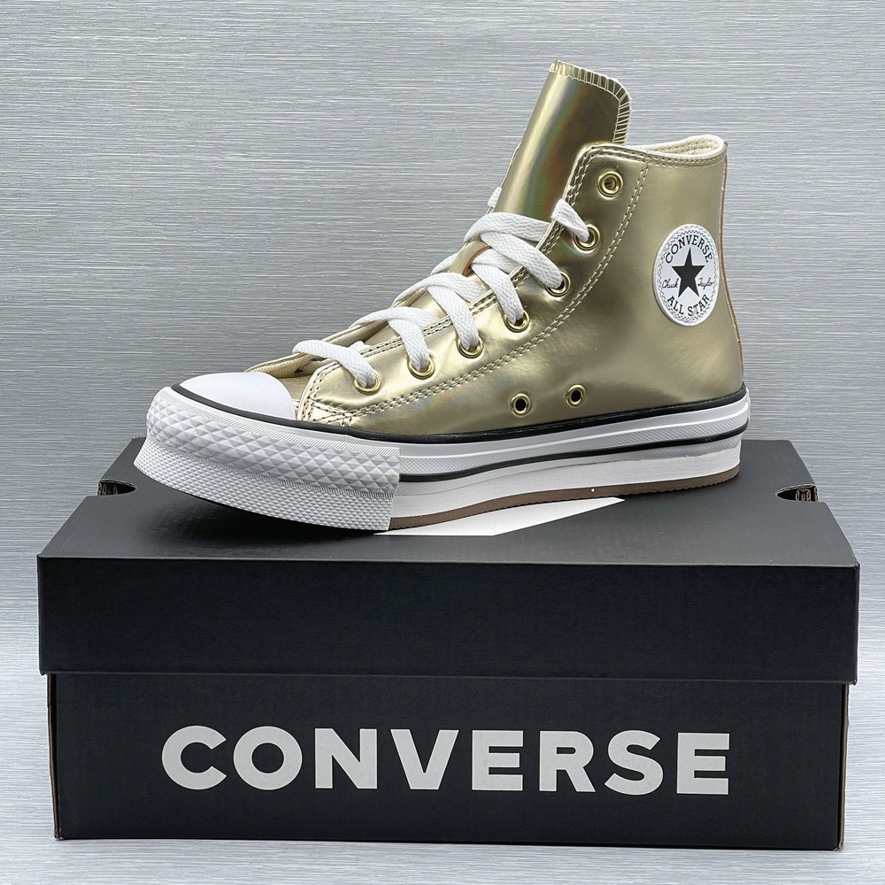 Converse‎ Women's 5 Sneakers Platform Metallic Gold Hi Top Eva Lift A12606C